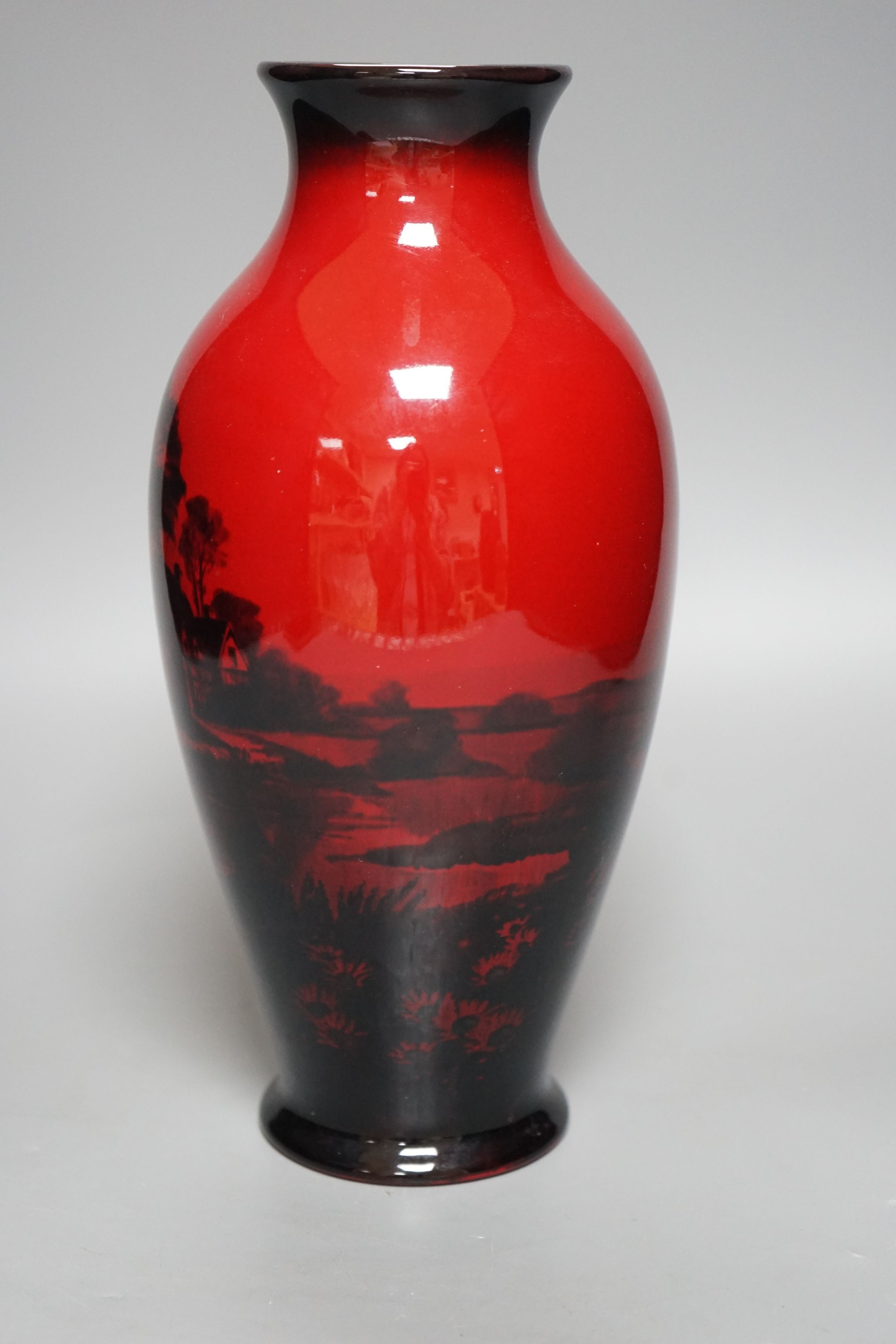 A Royal Doulton flambé vase, signed Noke, 28cms high